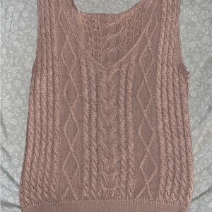 Cable Knit Sleeveless Sweater in Mauve